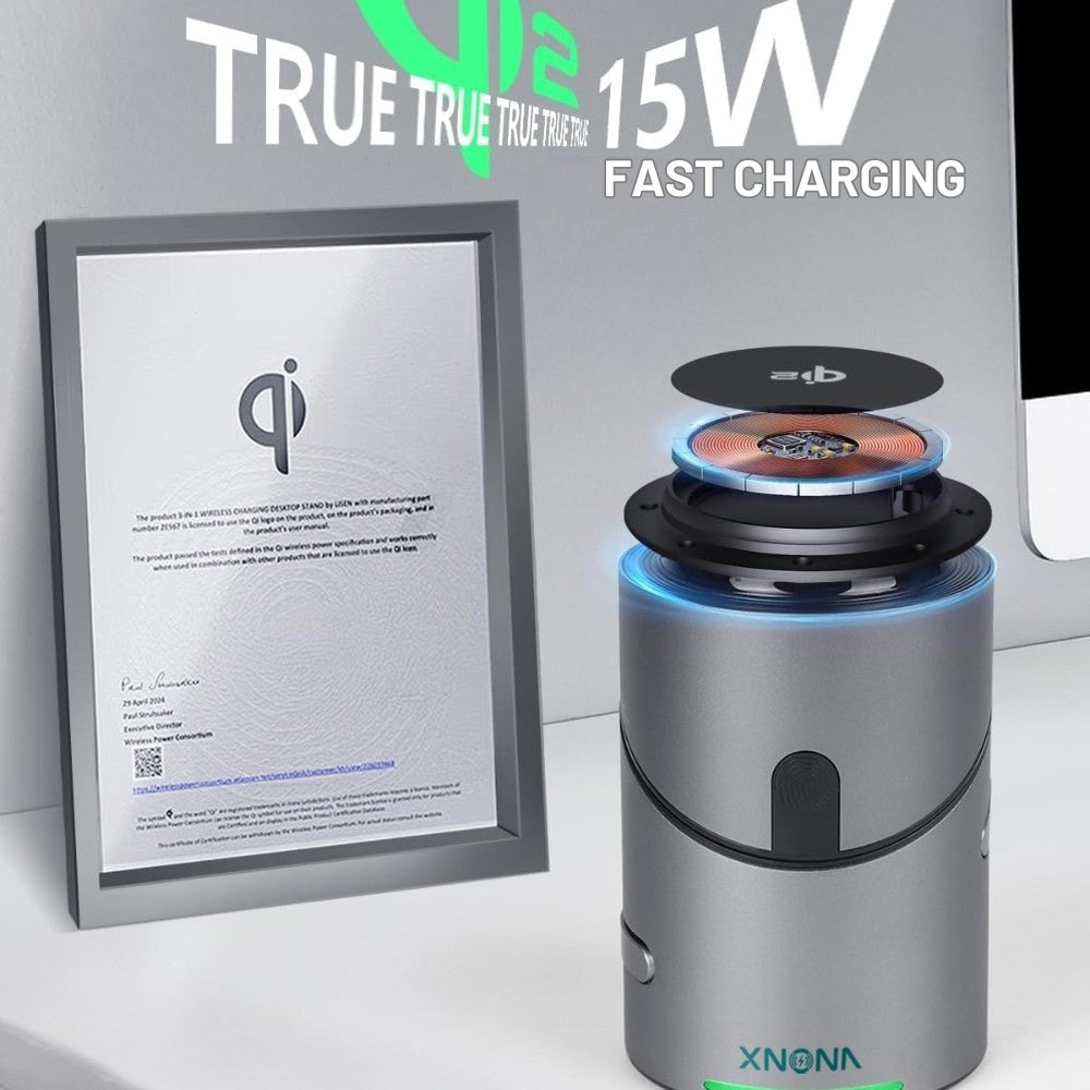 Qi2 3-In-1 MagSafe Fast Wireless Charging Station - XNONA