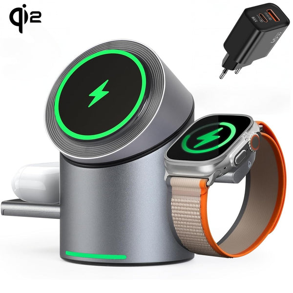 XNONA XN41 Qi2 3-In-1 Auto-Rotation Wireless Charging Station (45W Charger Included)